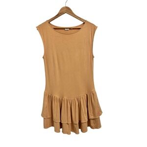 Wilfred Aritzia GoodLux Bloomsbury‎ Dress size L mini ruffle tiered orange